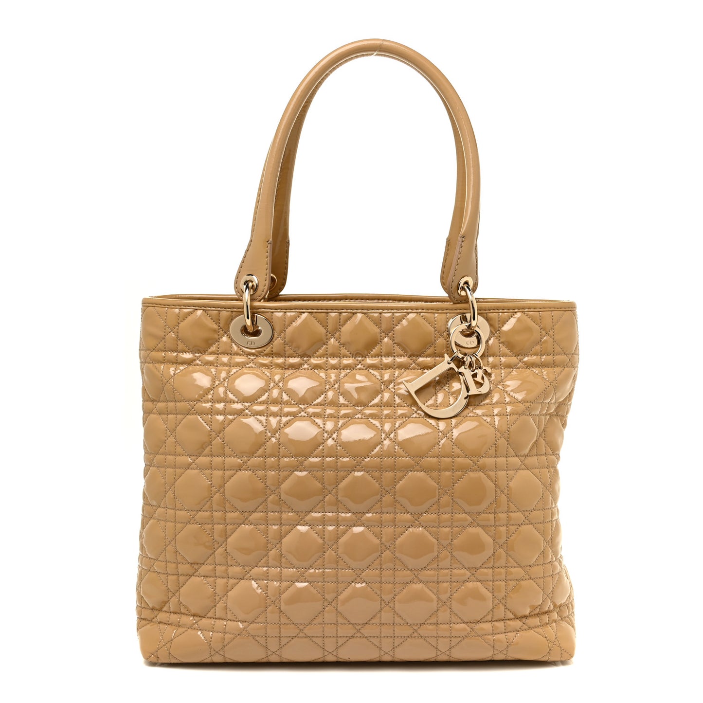 Patent Cannage Dior Tote Beige