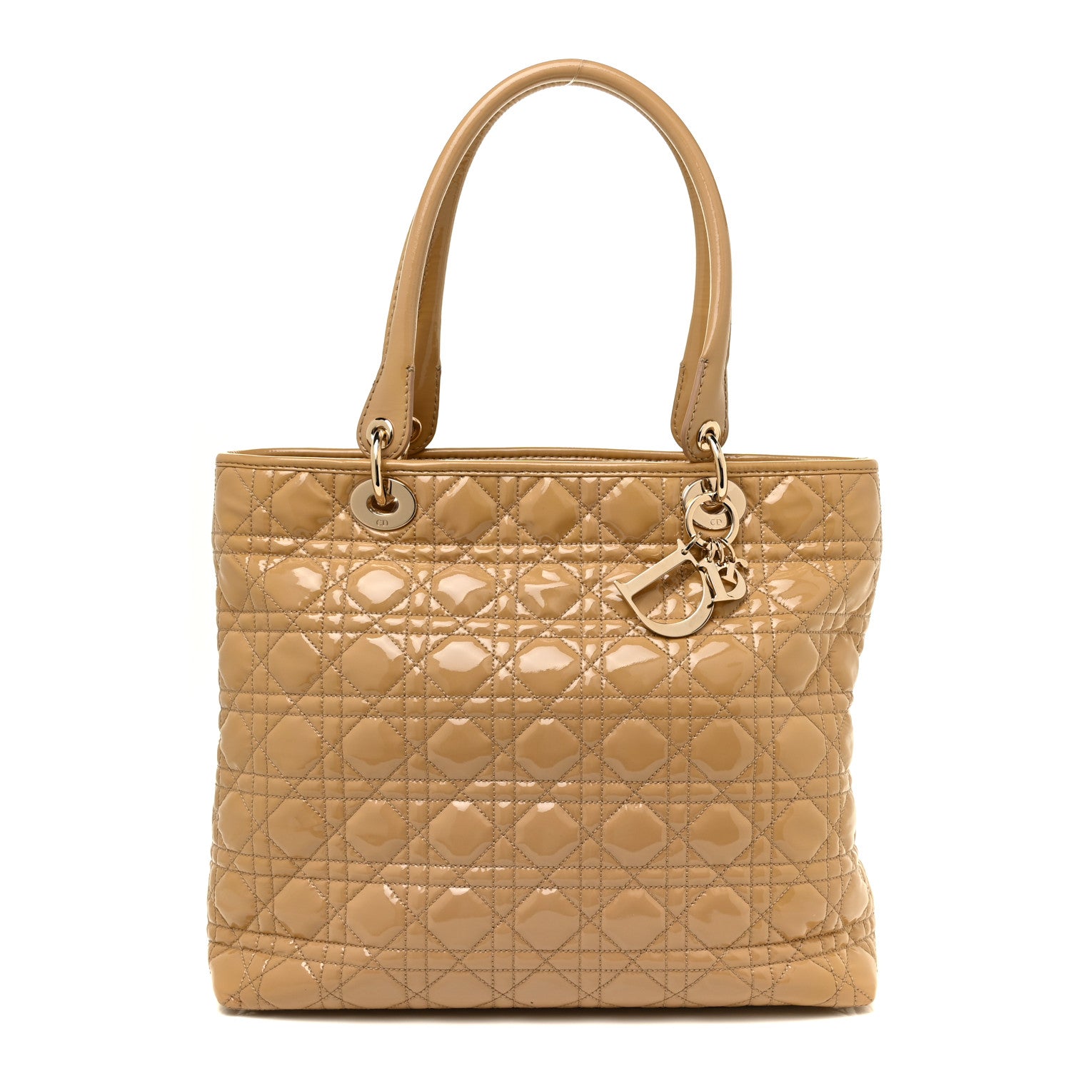 Christian Dior Patent Cannage Dior Tote Beige 1 of 12