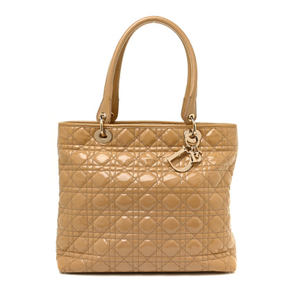 Christian Dior Patent Cannage Dior Tote Beige 1 of 12