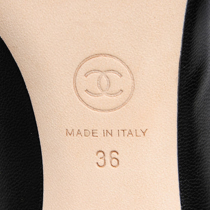 Chanel Lambskin Cap Toe Camellia Pumps Black 36 6 of 7
