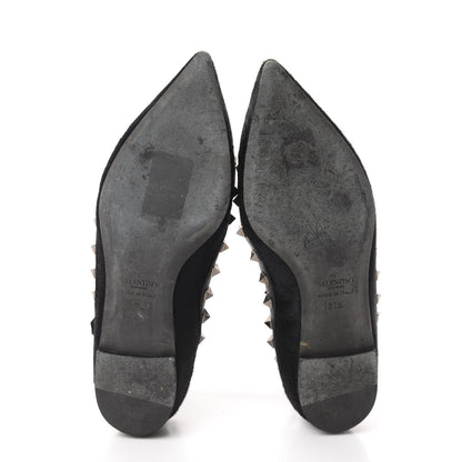 Valentino Garavani Calf Hair Rockstud Cage Ballerina Flats 37.5 Black 6 of 12
