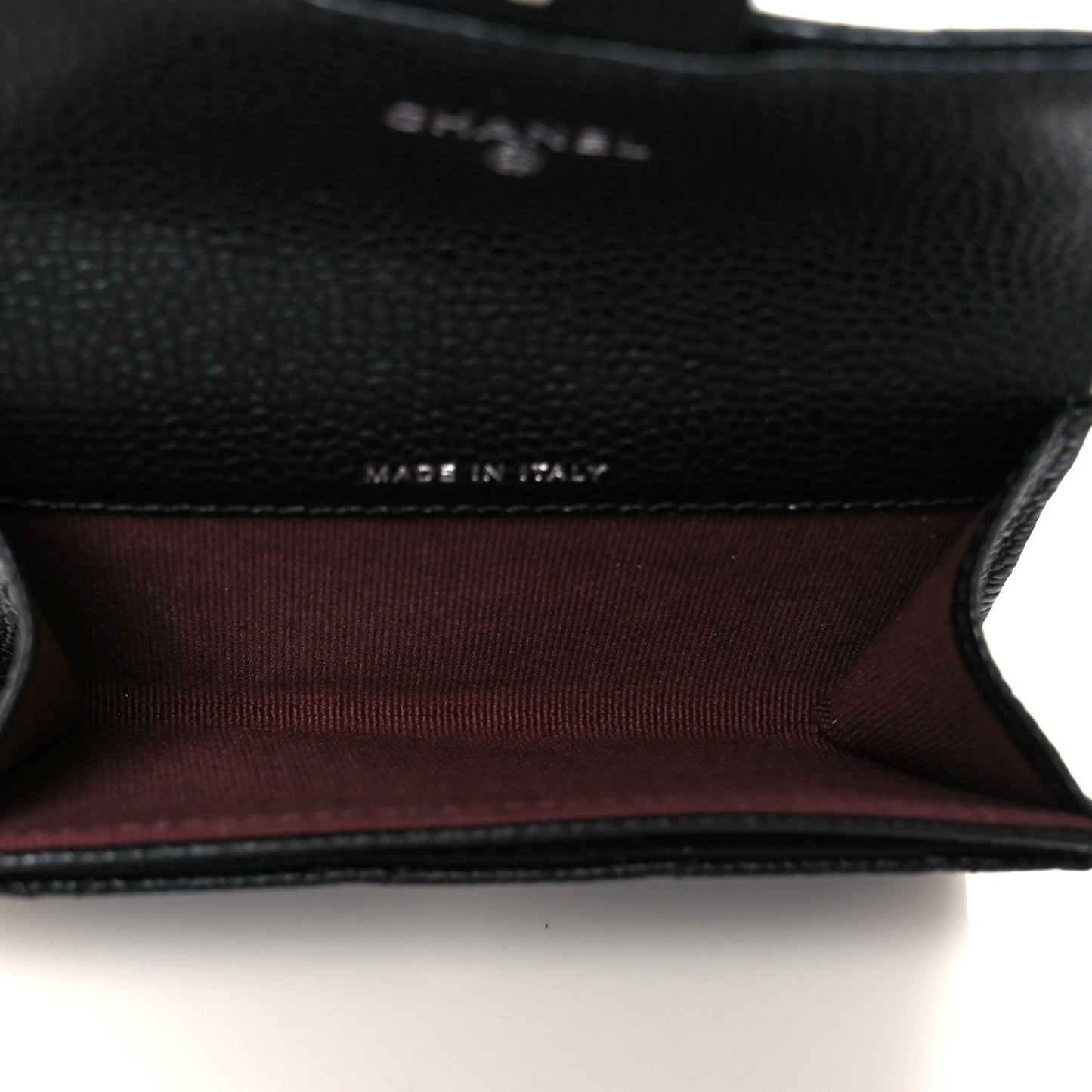 Caviar Quilted Flap Card Holder Wallet Black