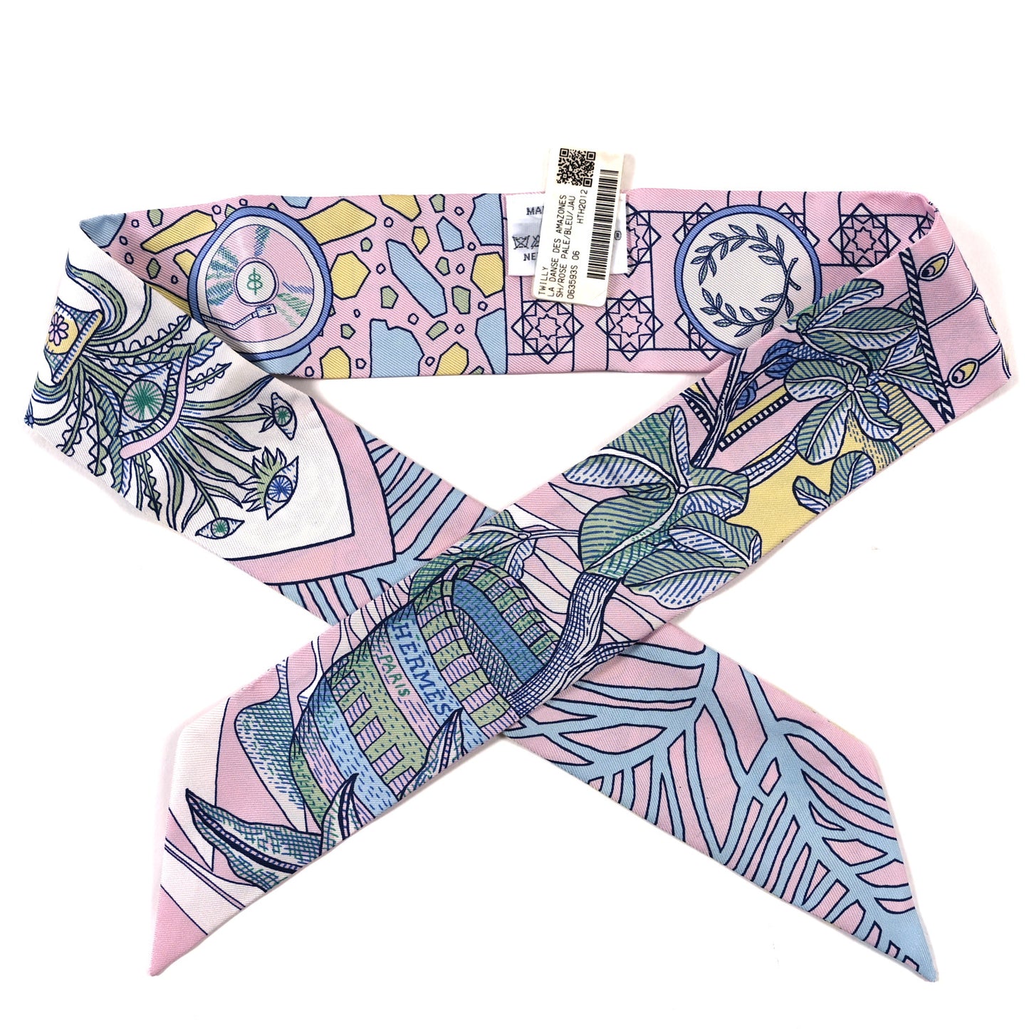Silk La Danse Des Amazones Twilly Rose Pale Bleu Jaune