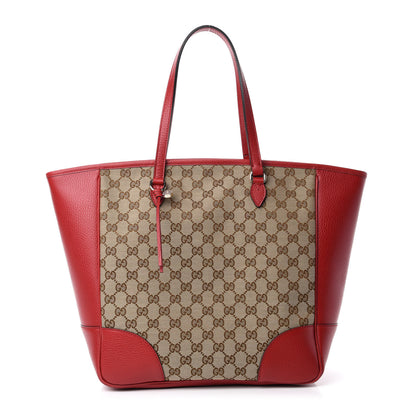 Gucci Monogram Bree Zippered Tote Beige Red 1 of 10