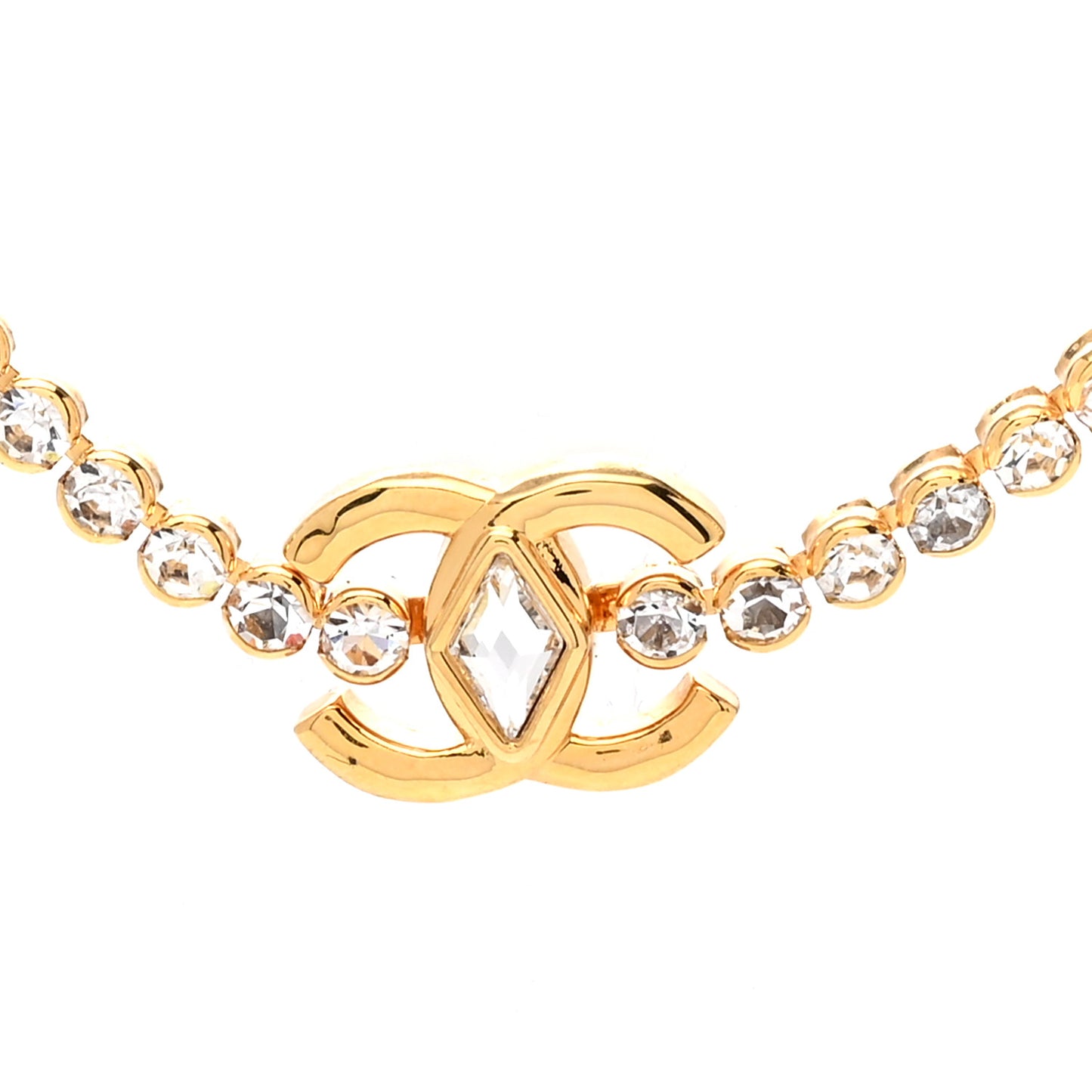 Metal Crystal CC Marquise Choker Gold
