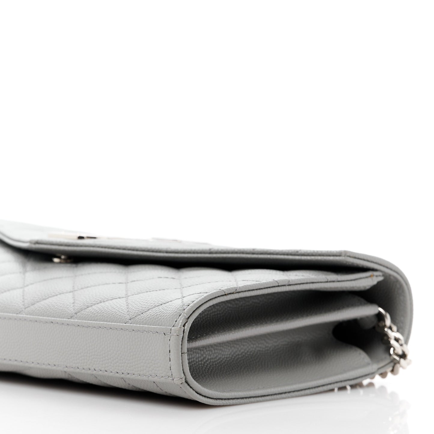 Grain De Poudre Tri-Quilt Monogram Chain Wallet Fog