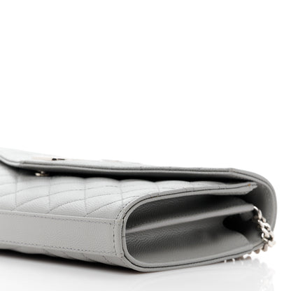 Saint Laurent Grain De Poudre Tri-Quilt Monogram Chain Wallet Fog 10 of 10