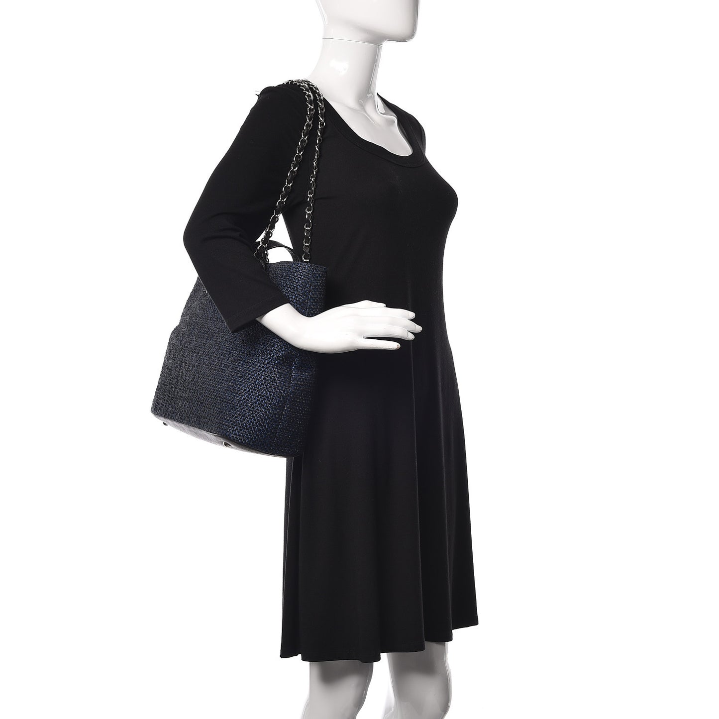 Woven Straw Tote Blue