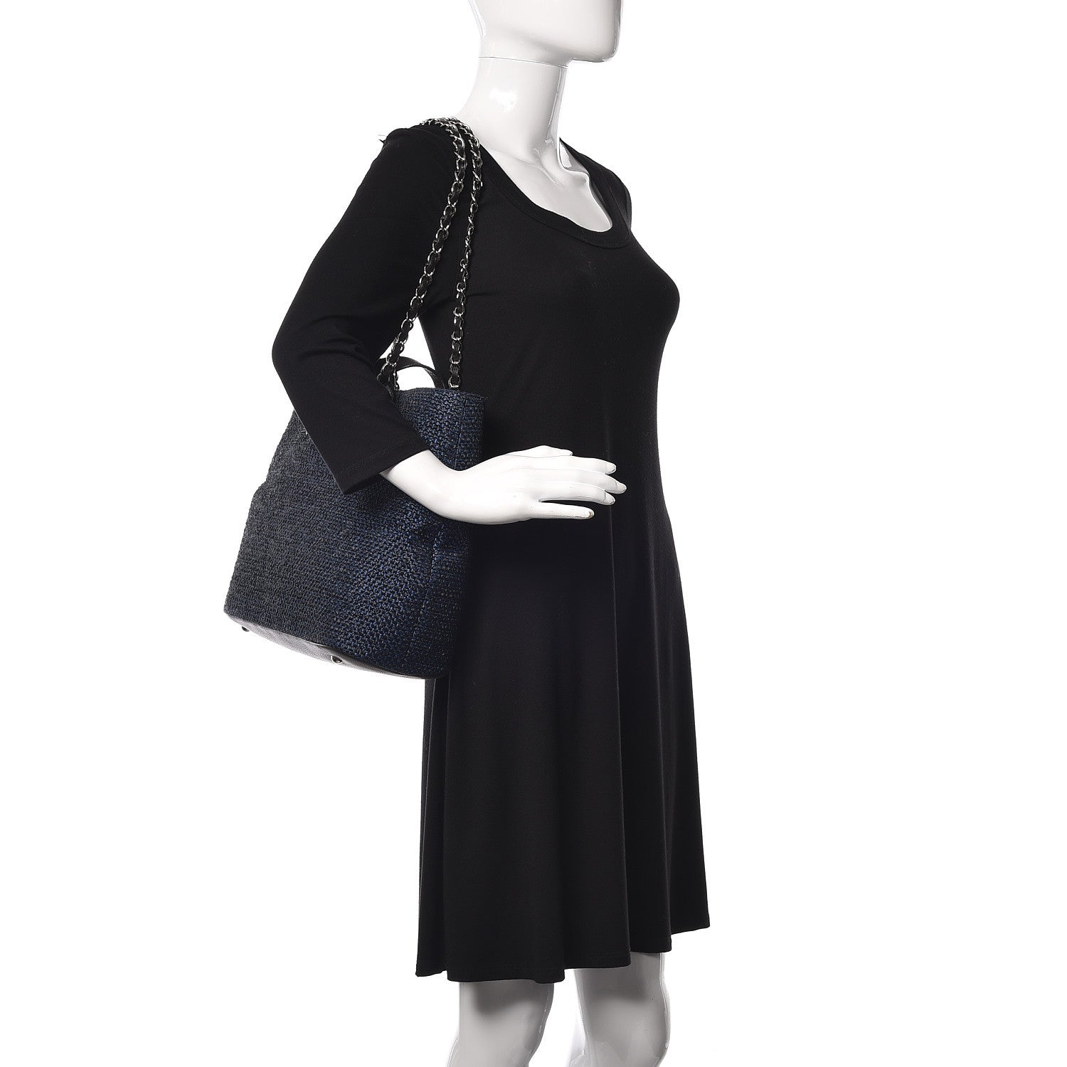 Chanel Woven Straw Tote Blue 3 of 11
