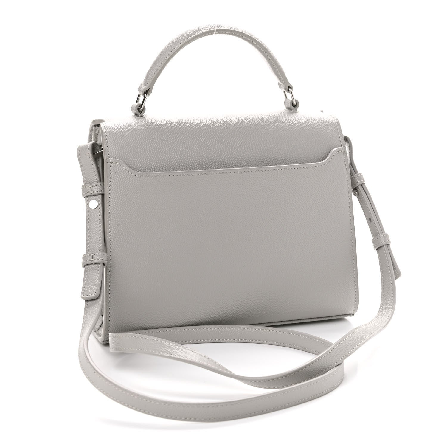 Saint Laurent Grain de Poudre Mini Classic Monogram Cassandra Top Handle Granite 3 of 9