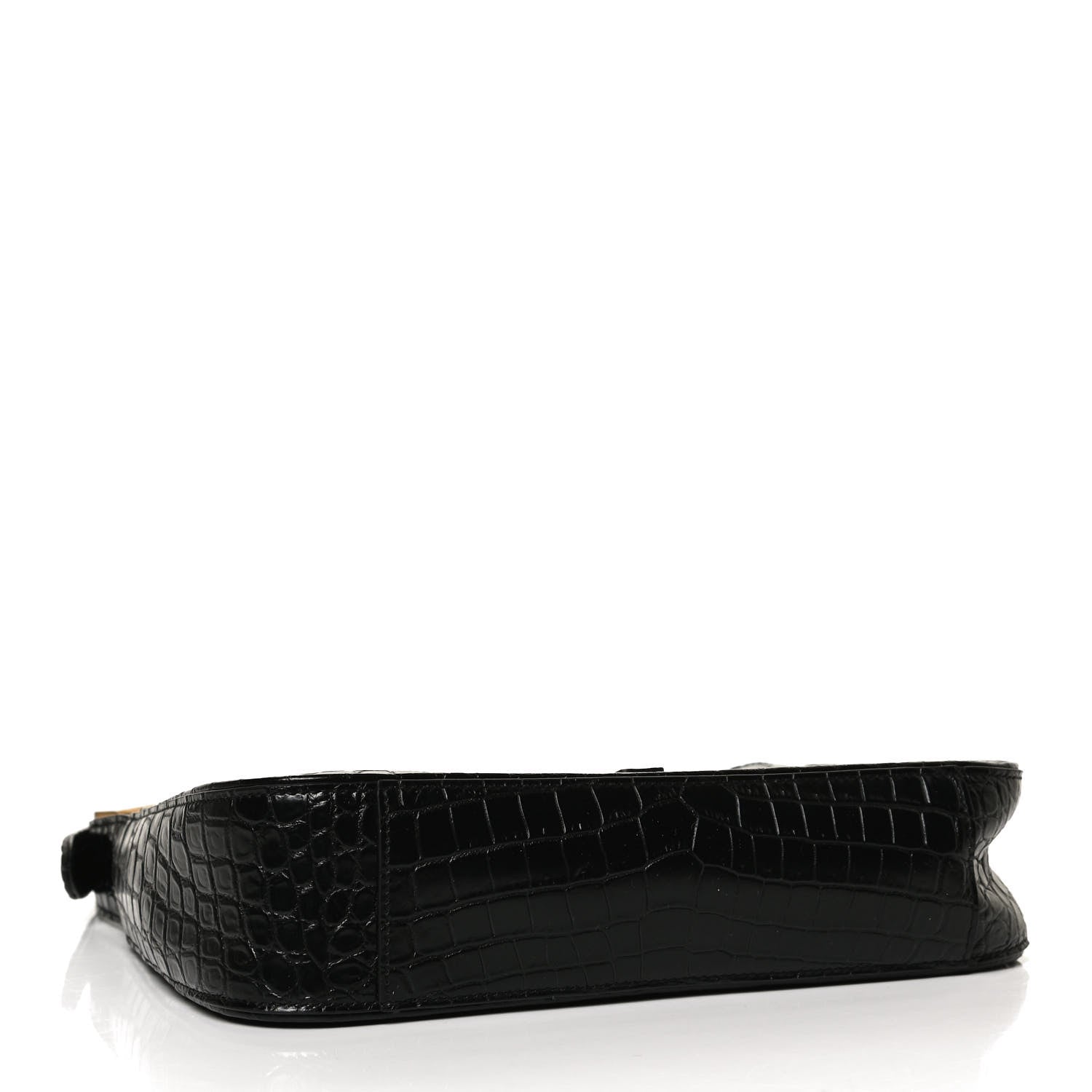 Saint Laurent Calfskin Crocodile Embossed Le 5 A 7 Hobo Black 4 of 10