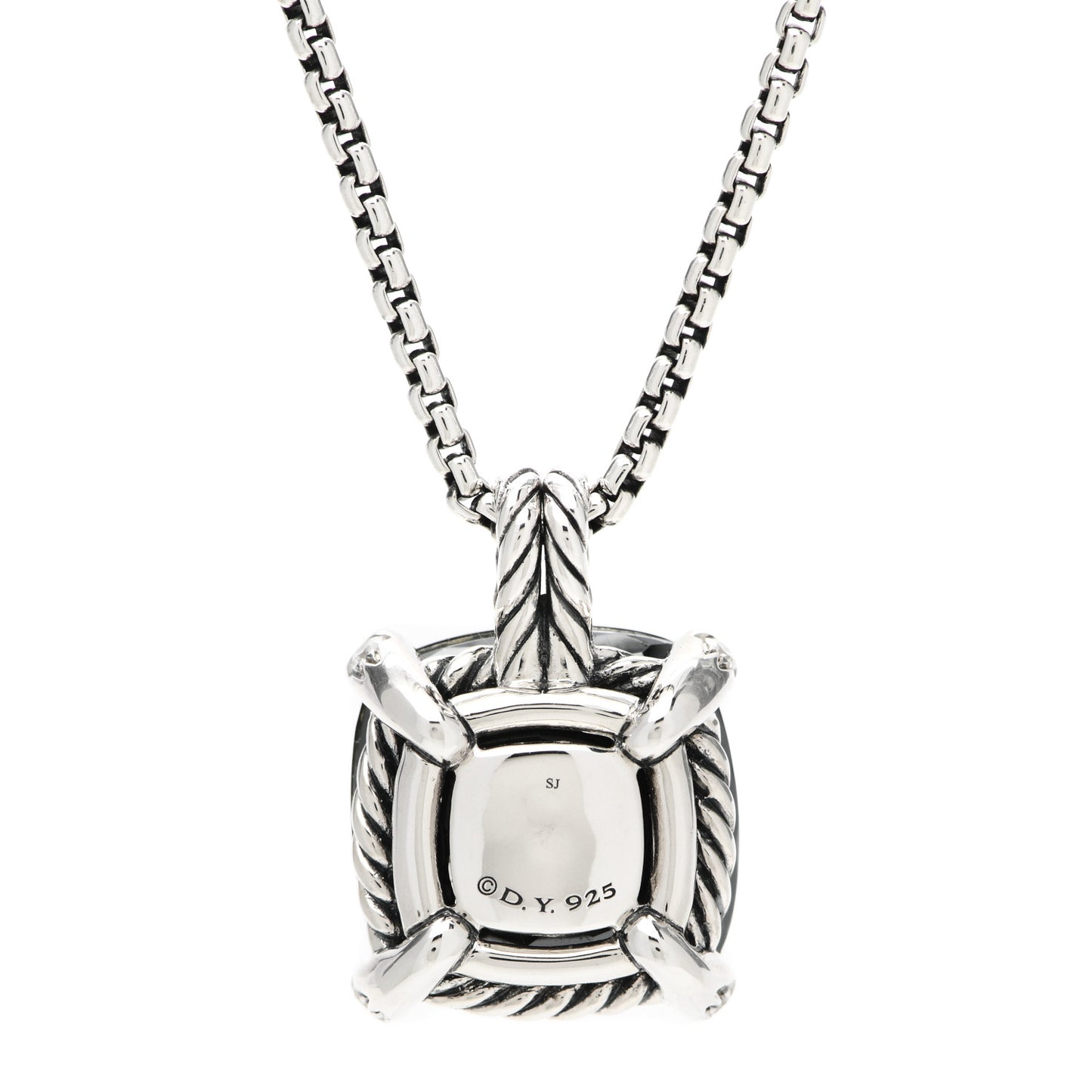 Sterling Silver Diamond Green Orchid 14mm Chatelaine Pendant Necklace