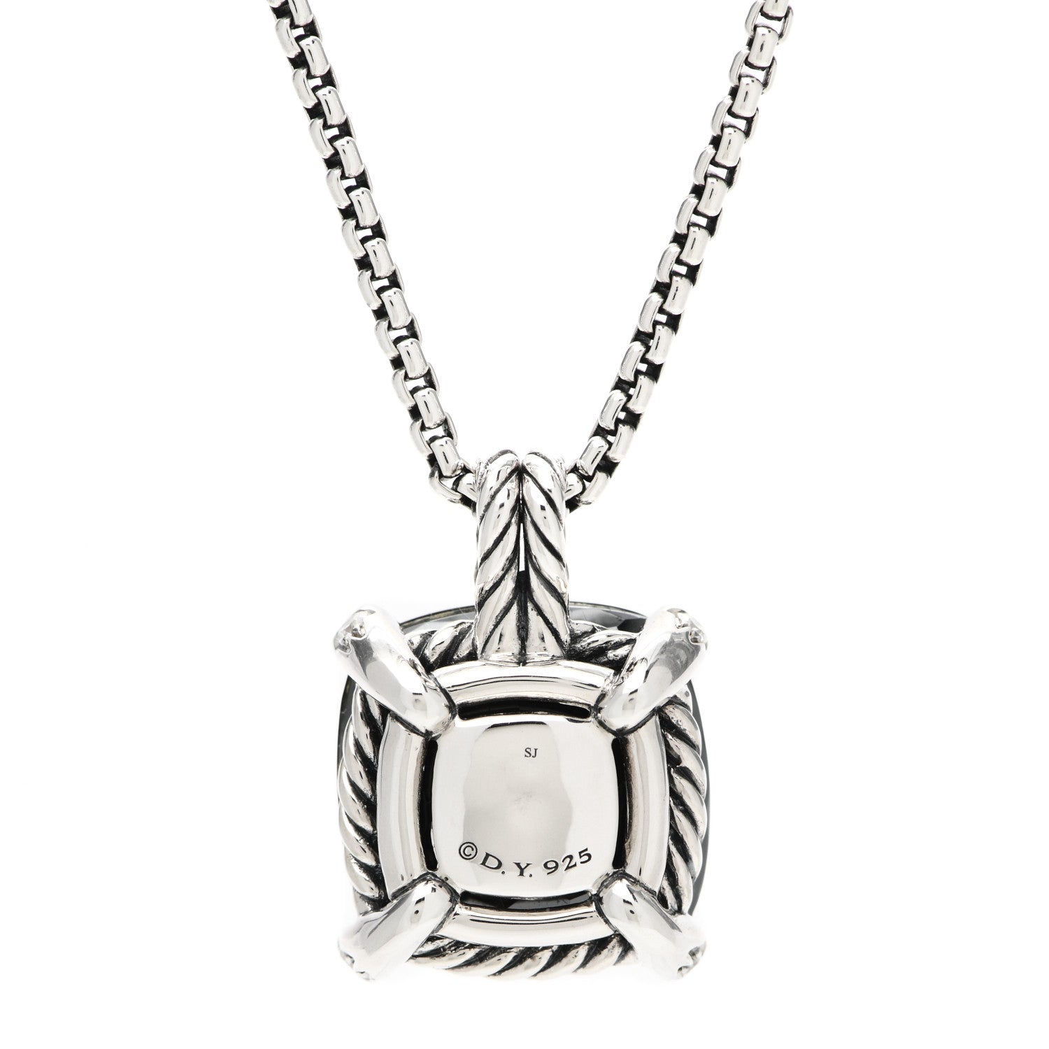 David Yurman Sterling Silver Diamond Green Orchid 14mm Chatelaine Pendant Necklace 4 of 4