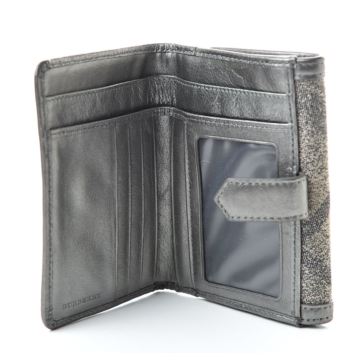 Shimmer Check Medium Compact Wallet Trench