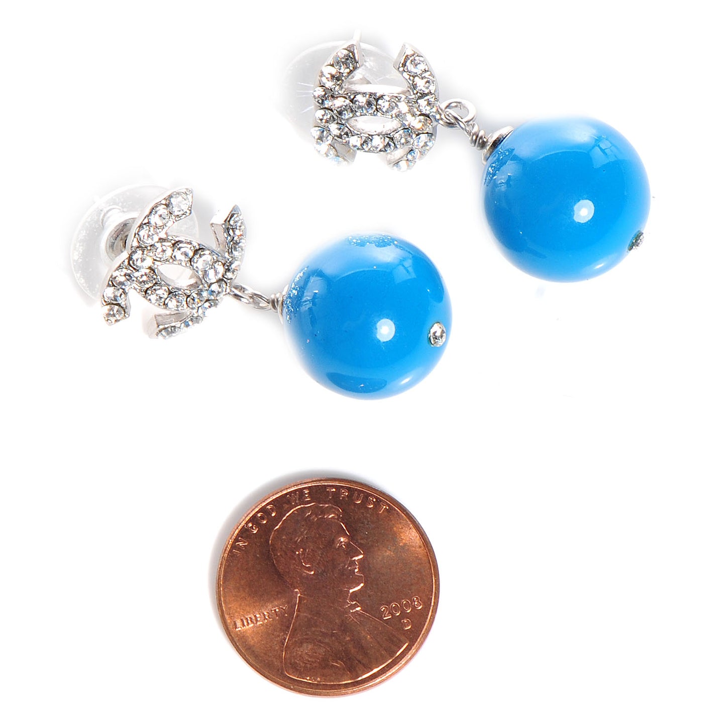 Crystal CC Turquoise Drop Earrings Silver