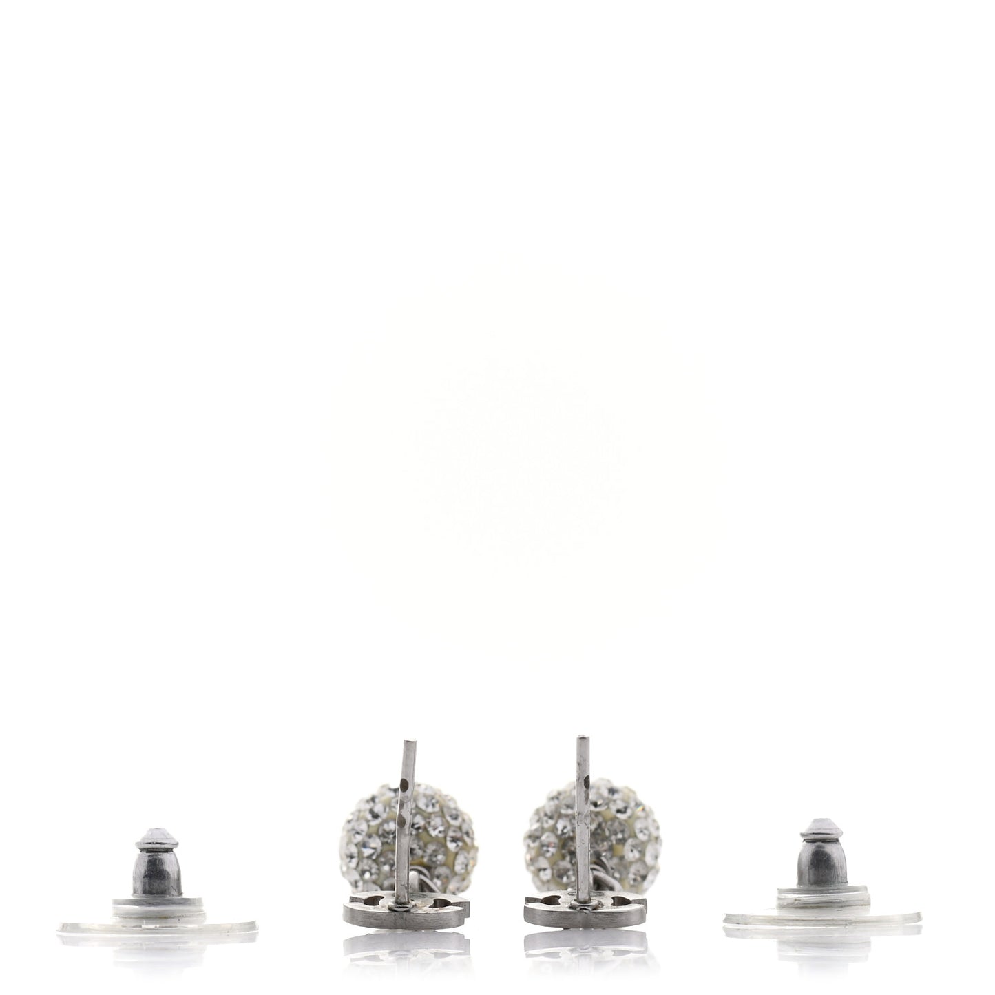 Crystal CC Drop Earrings White Silver
