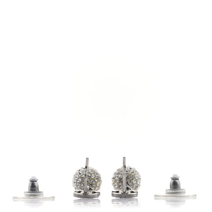 Chanel Crystal CC Drop Earrings White Silver 3 of 4