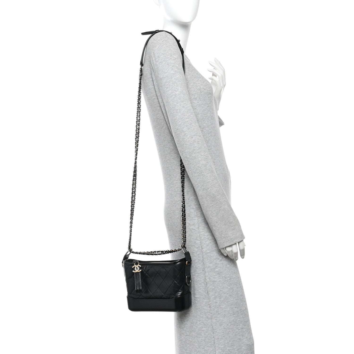 Chanel Aged Calfskin Quilted Small Gabrielle Hobo Black 2 of 11