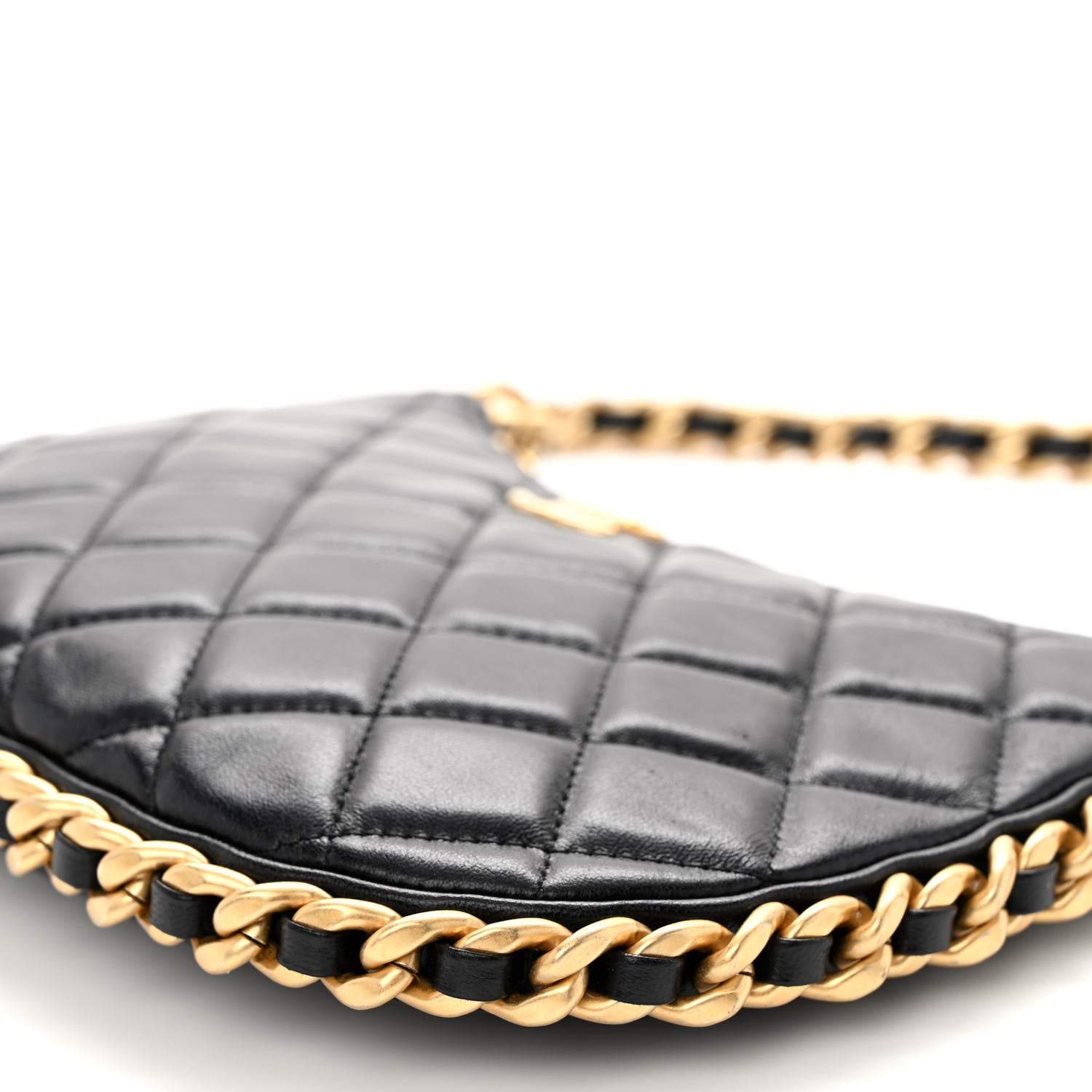 Chanel Shiny Crumpled Lambskin Quilted Trendy Chain Around Hobo Black 10 of 10
