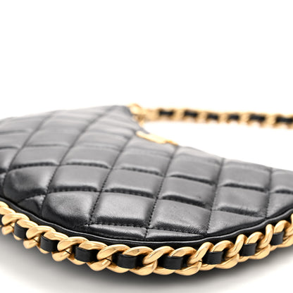 Chanel Shiny Crumpled Lambskin Quilted Trendy Chain Around Hobo Black 10 of 10