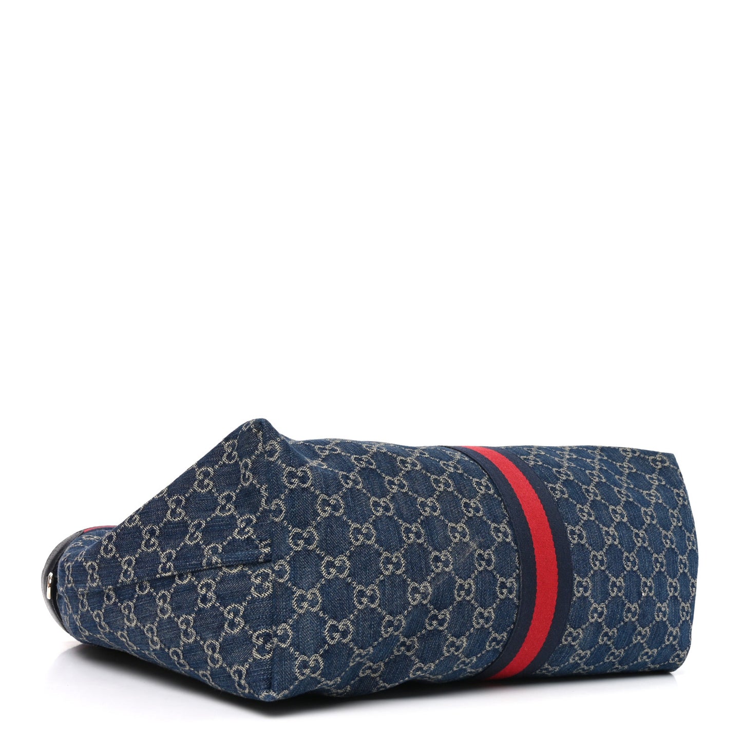 Denim GG Monogram Web Large Giglio Tote Blue