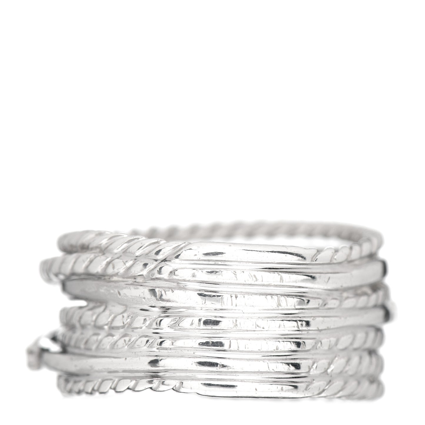 Sterling Silver Diamond 11mm Wide Crossover Cable Ring 54 6.75