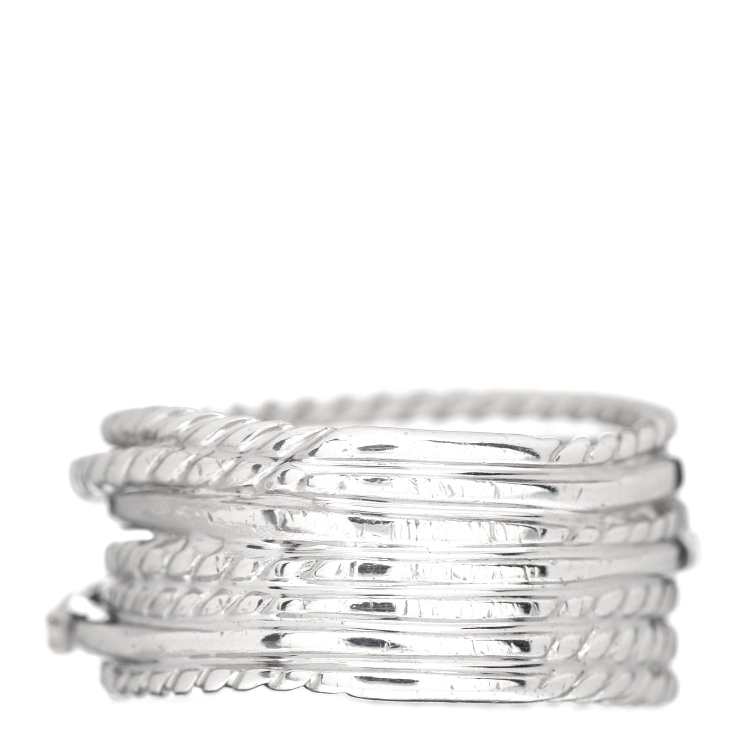 David Yurman Sterling Silver Diamond 11mm Wide Crossover Cable Ring 54 6.75 3 of 4