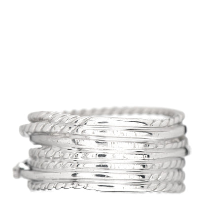 David Yurman Sterling Silver Diamond 11mm Wide Crossover Cable Ring 54 6.75 3 of 4