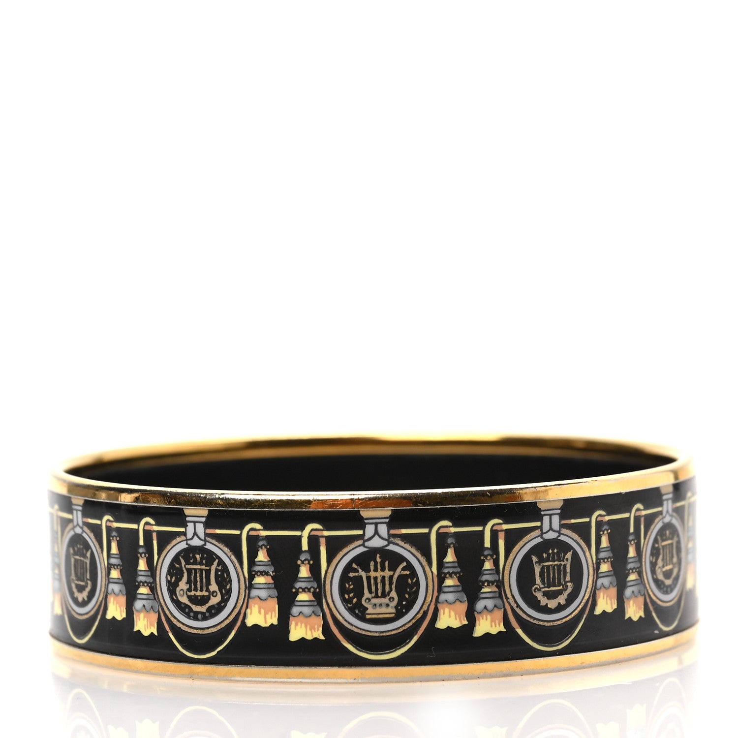 Hermes Enamel Printed Wide Bracelet 70 Black 3 of 5