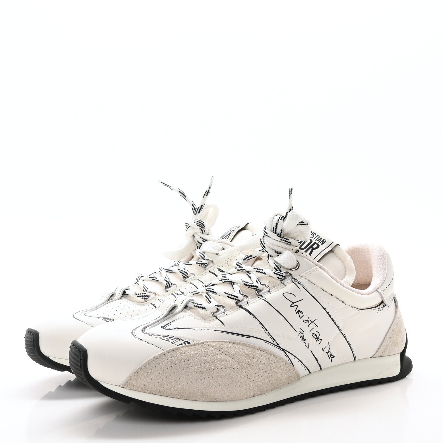 Christian Dior Calfskin Nylon Womens D-Sketch Sneakers 41 White 4 of 8