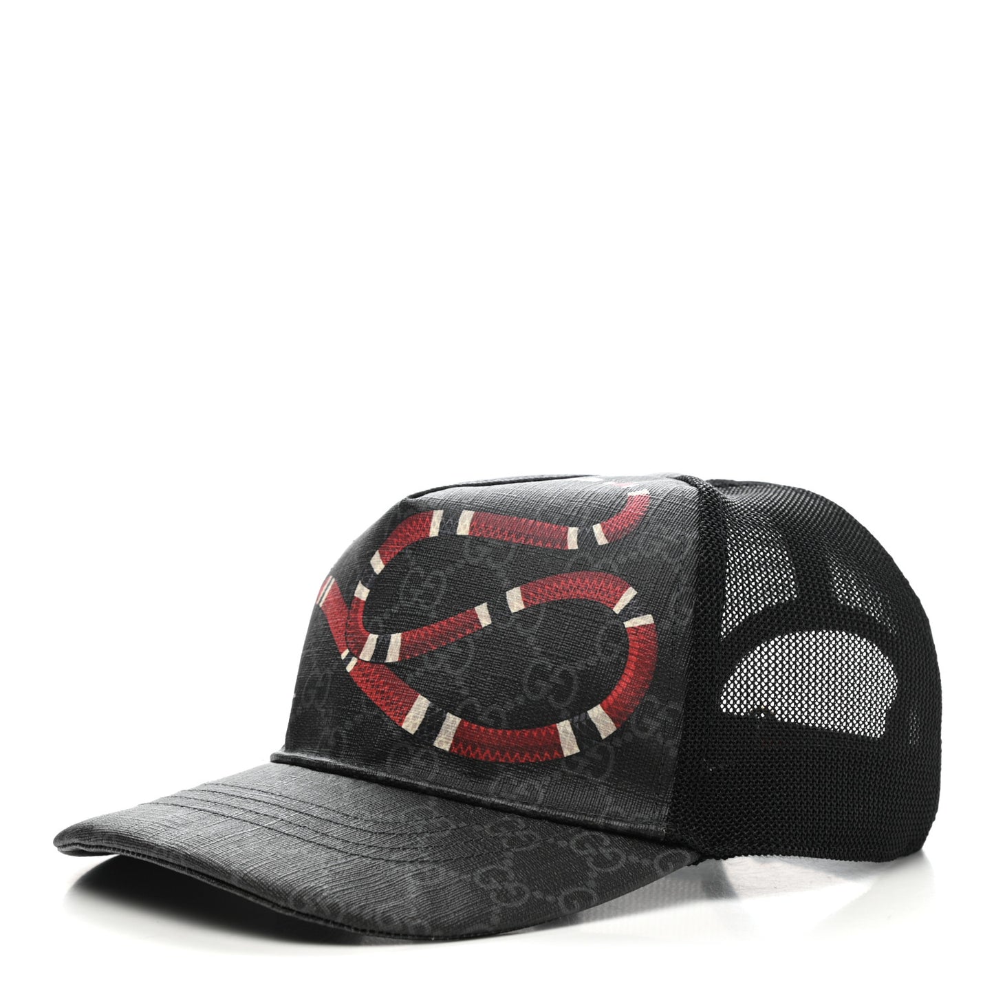 GG Supreme Monogram Kingsnake Print Baseball Hat L Black