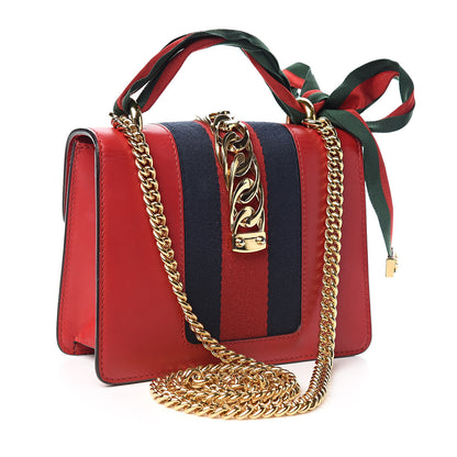 Gucci Calfskin Mini Sylvie Chain Shoulder Bag Hibiscus Red 3 of 10