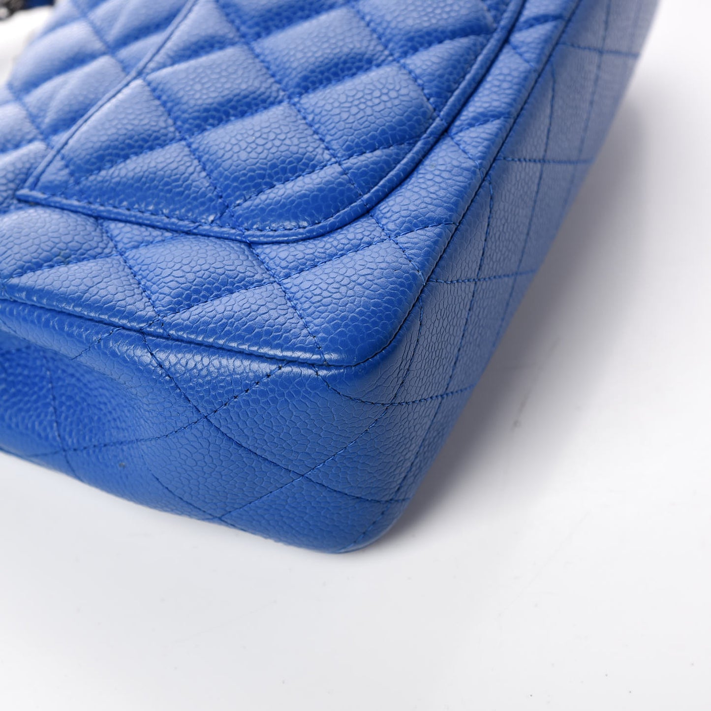 Caviar Quilted Mini Rectangular Flap Blue