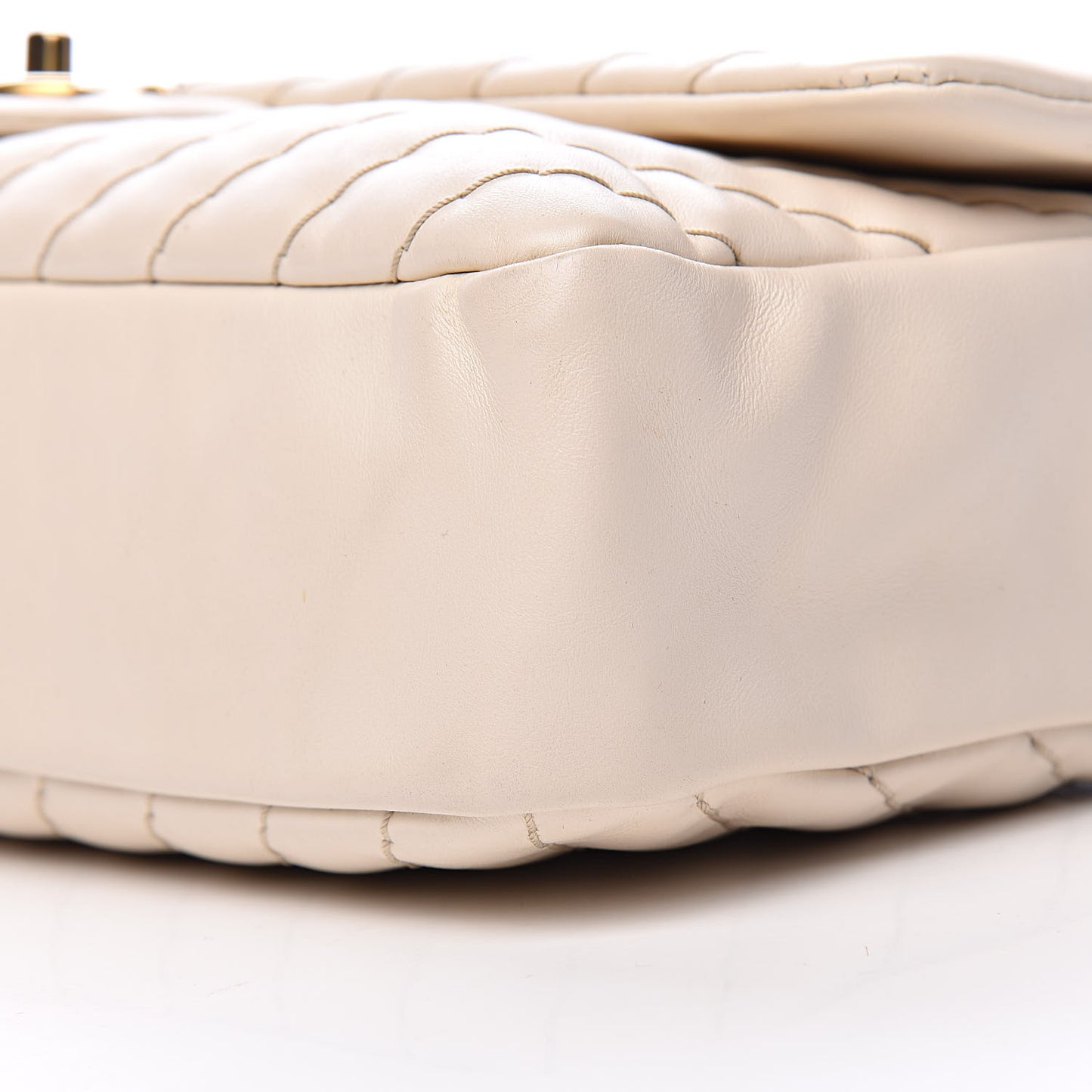 Calfskin Surpique Chevron Large Flap Beige