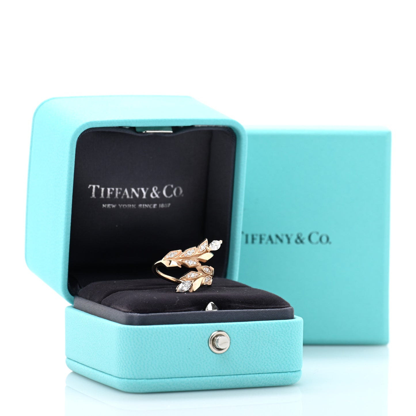 18K Rose Gold Diamond Victoria Vine Bypass Ring 49 4.75