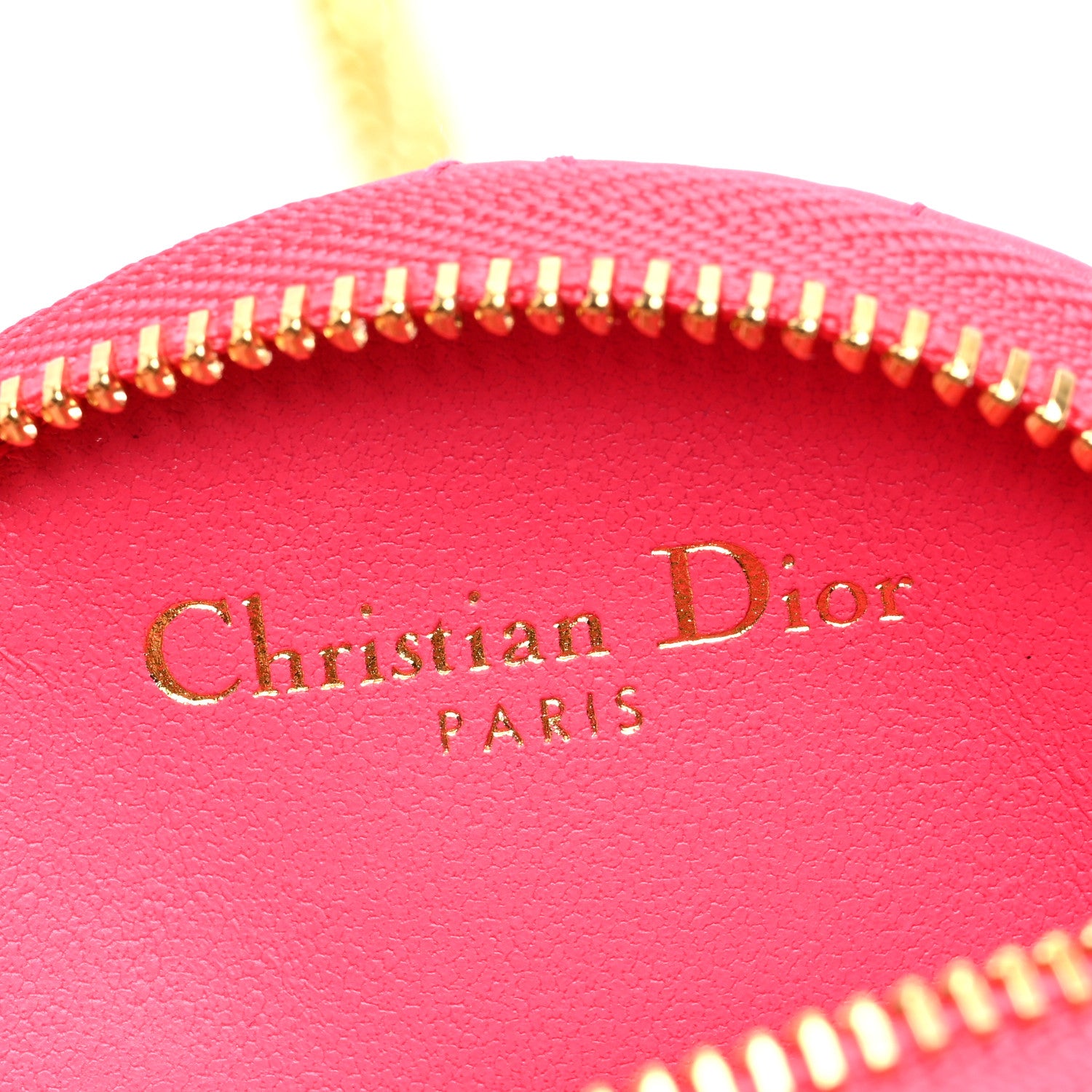 Christian Dior Supple Calfskin Cannage Round Caro Pouch With Chain Warm Fuchsia 5 of 9
