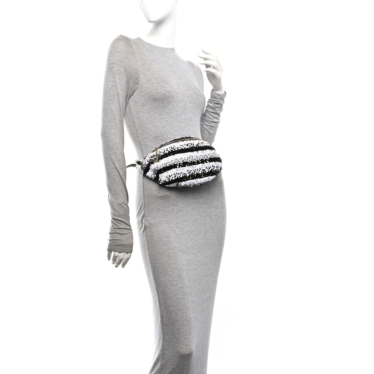 Sequin Coco Cuba Waist Bag Fanny Pack Black White