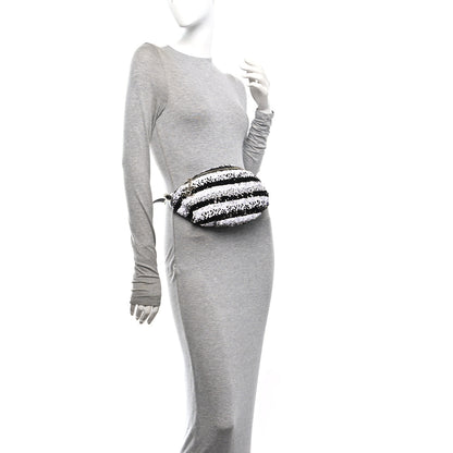 Chanel Sequin Coco Cuba Waist Bag Fanny Pack Black White 2 of 12