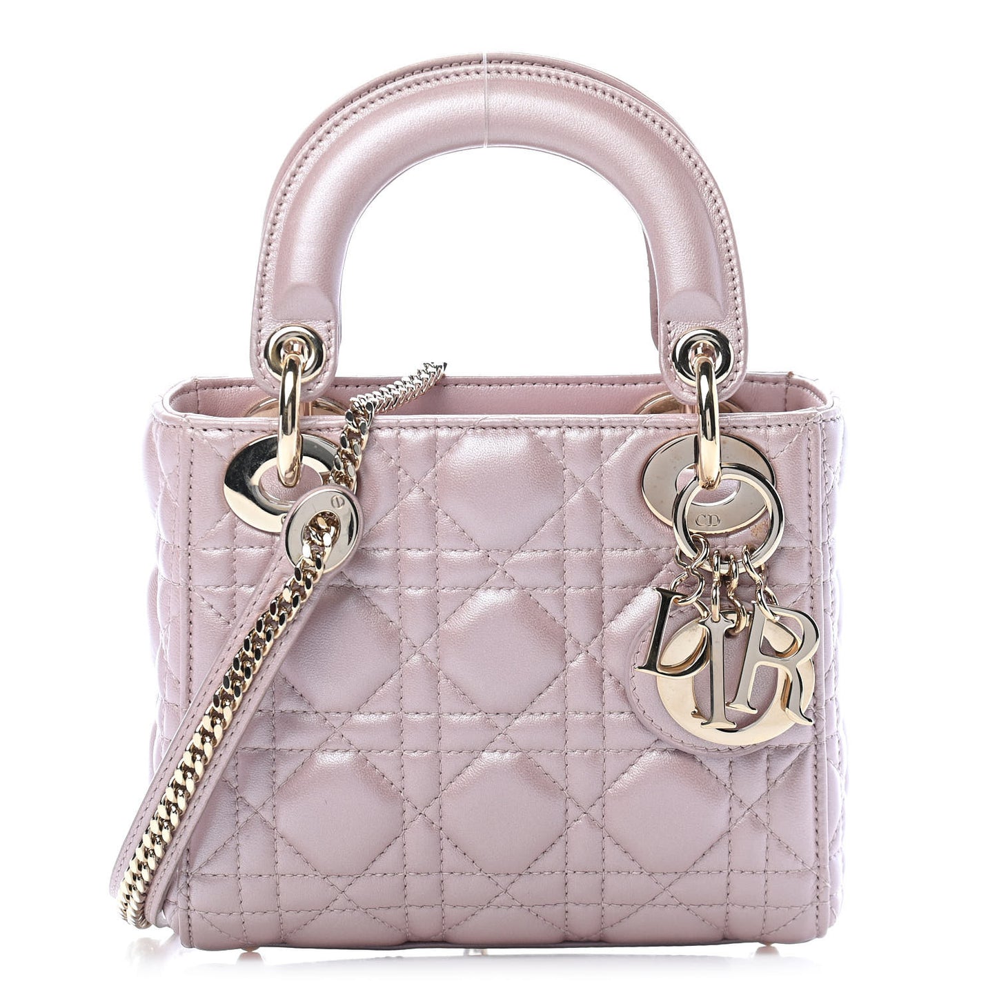 Metallic Lambskin Cannage Mini Lady Dior Lotus