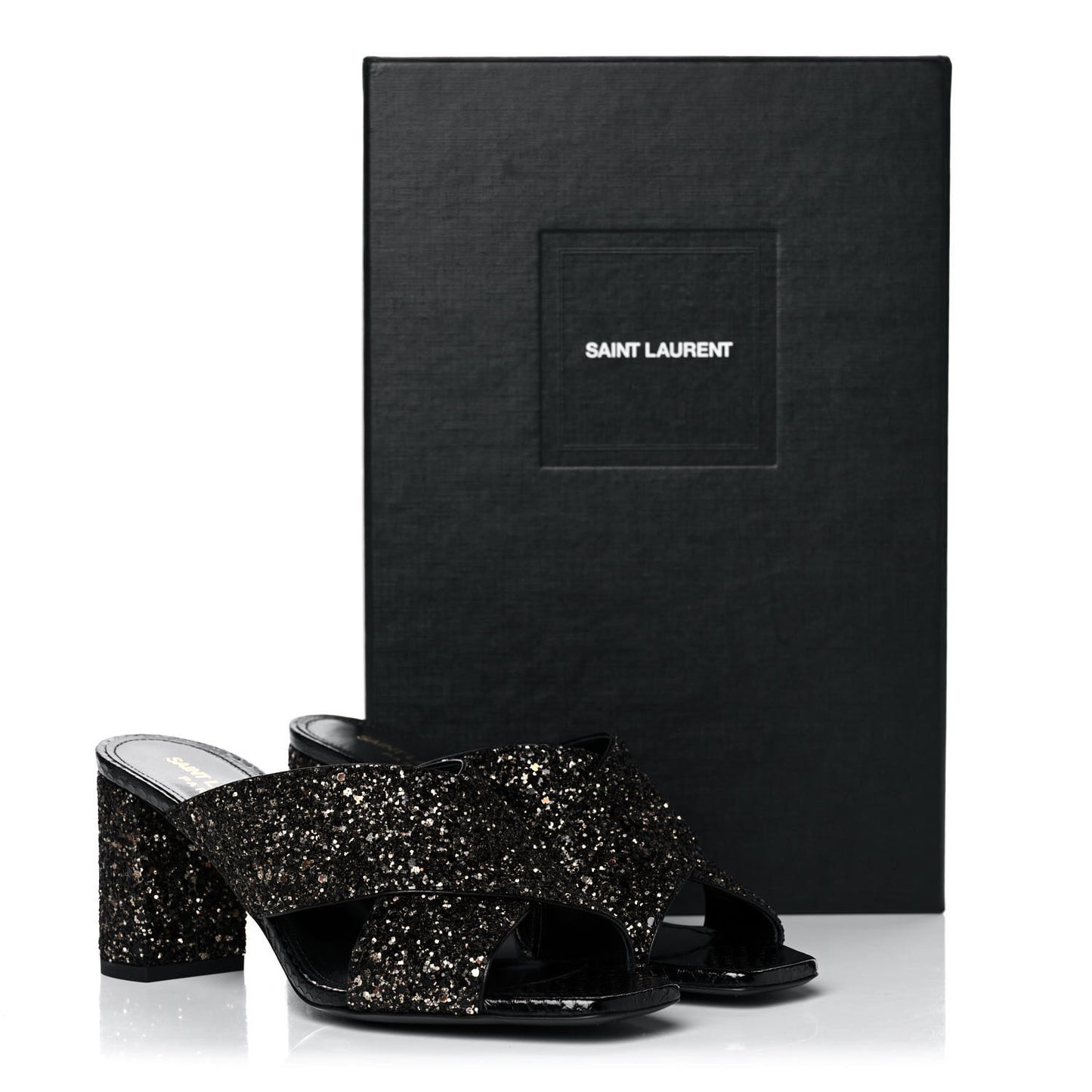 Glitter LouLou 70 Mule Sandals 37 Black Gold