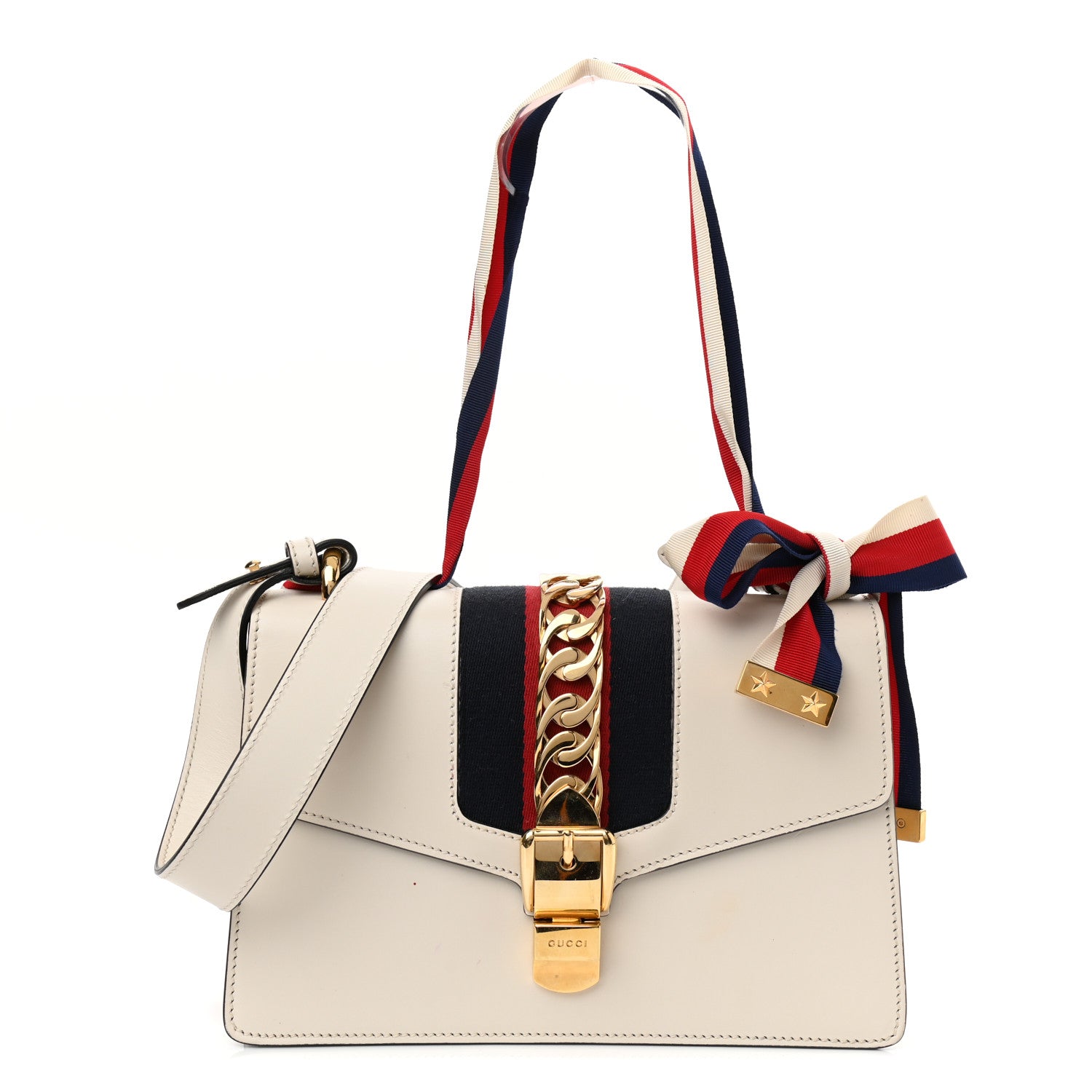 Gucci Calfskin Small Sylvie Shoulder Bag Off White 1 of 13