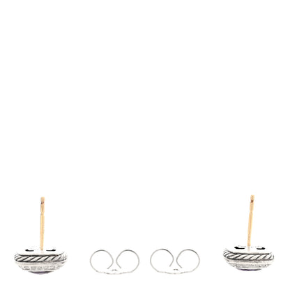 David Yurman Sterling Silver Diamond Black Orchid 7mm Petite Albion Earrings 3 of 4