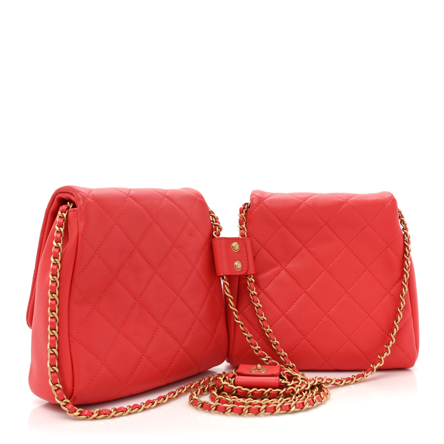 Chanel Lambskin Quilted Side-Packs Red 3 of 14