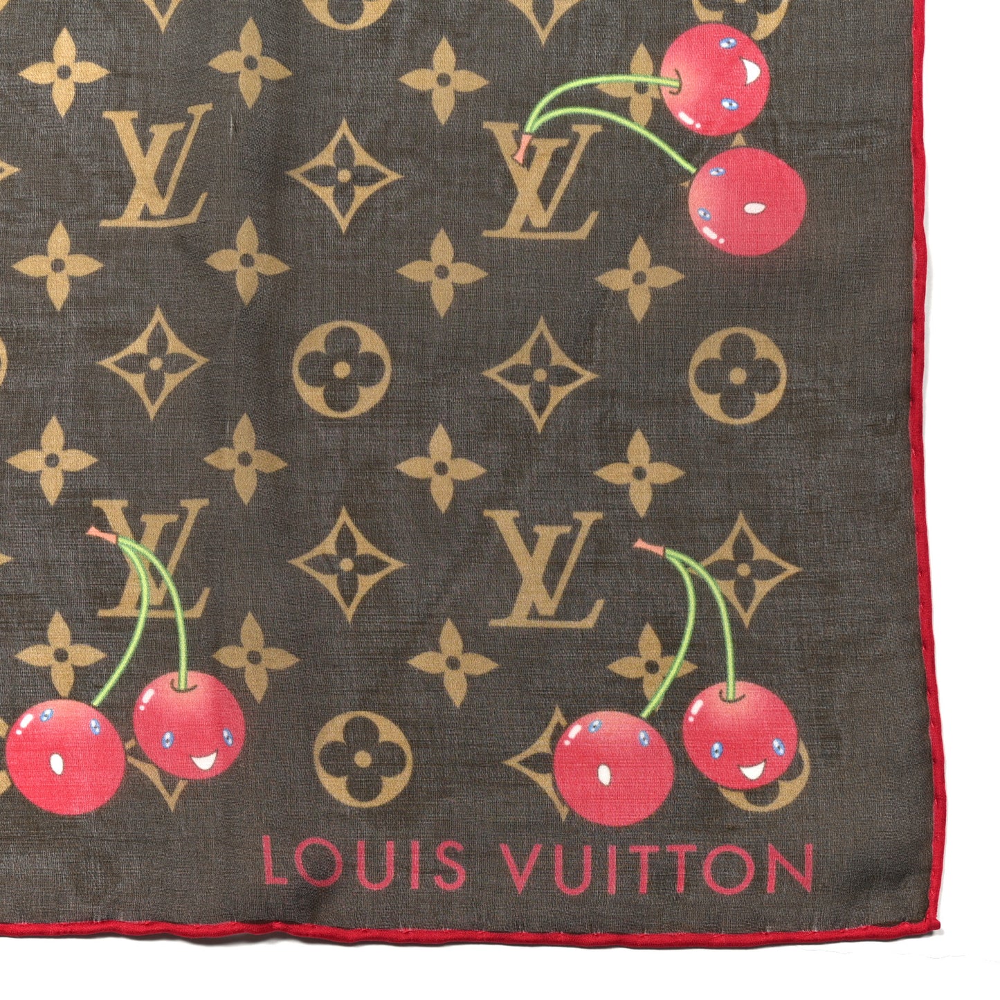 LV X TM Silk Monogram Cerise Square Scarf 55 Brown