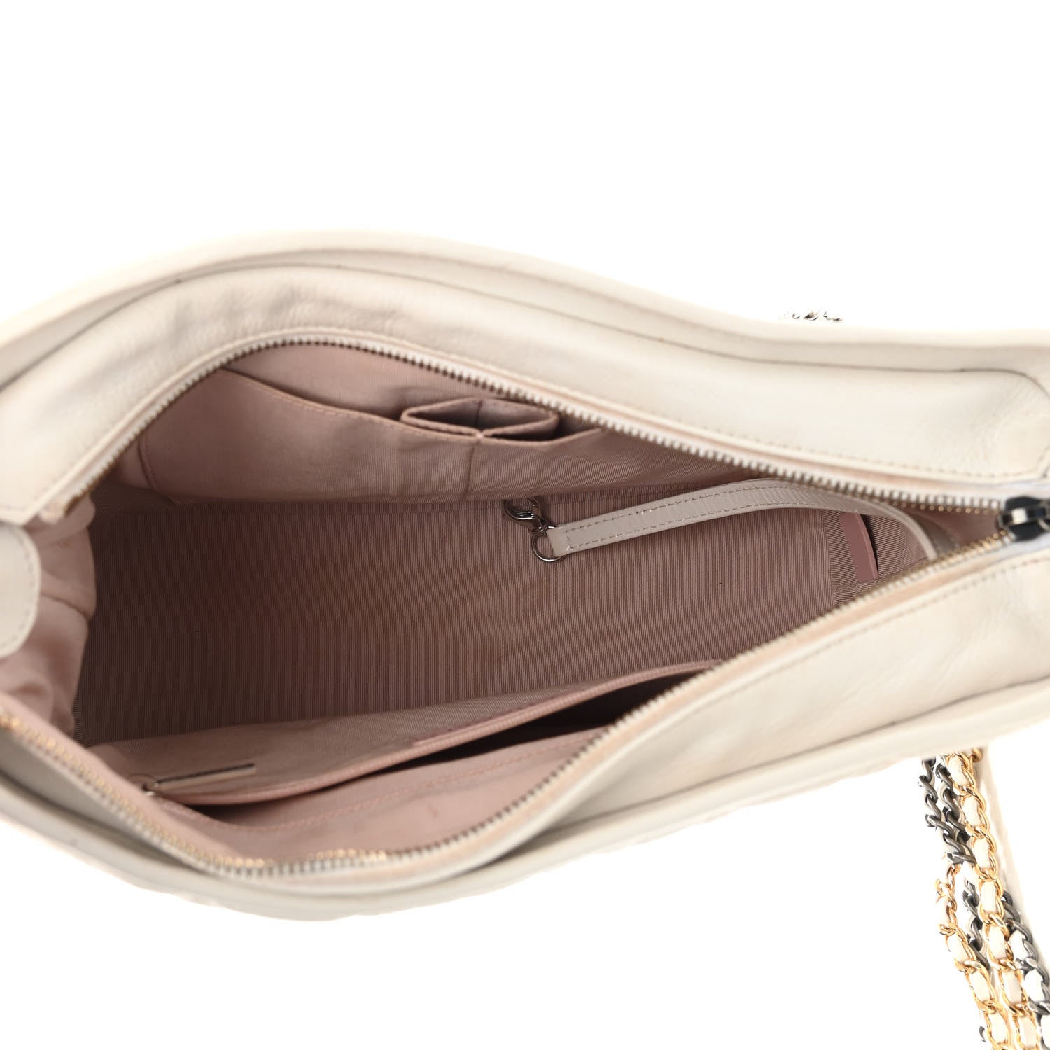 Chanel Patent Goatskin Quilted Medium Gabrielle Hobo White 5 of 16