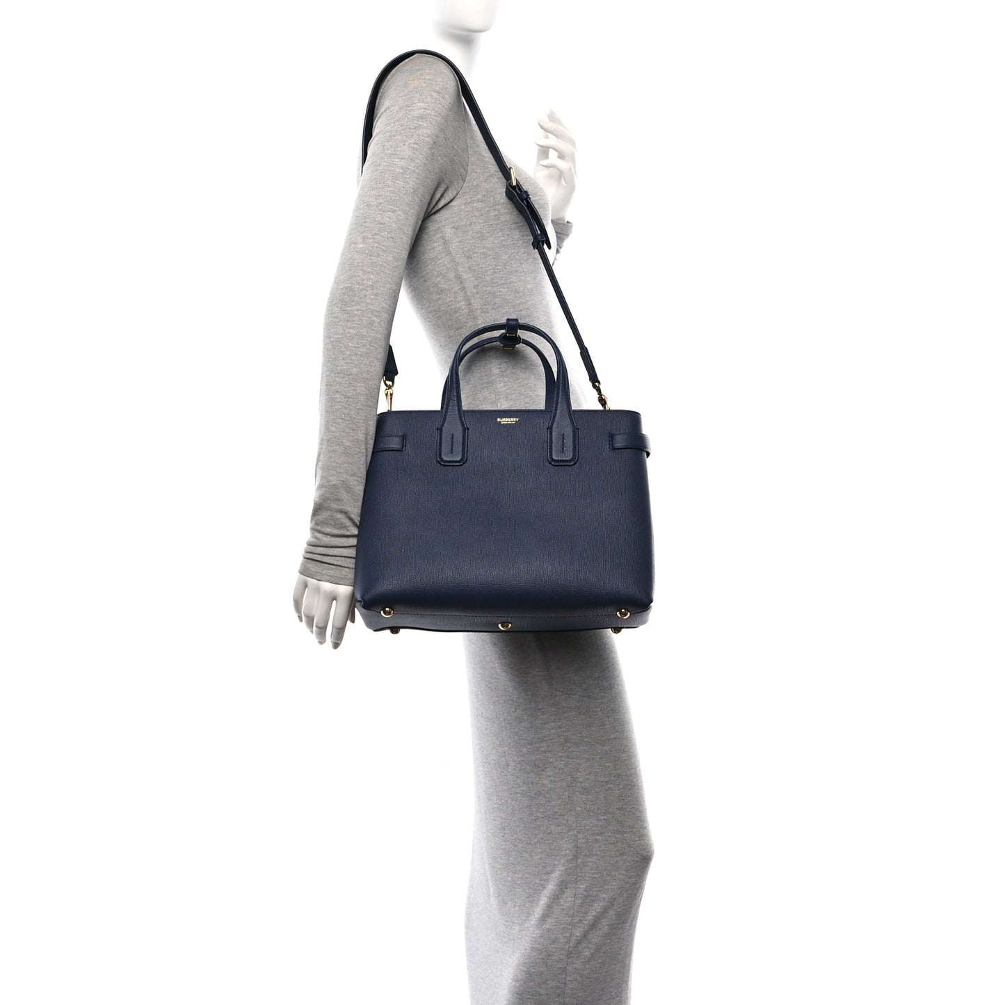 Derby Calfskin Vintage Check Medium Banner Tote Regency Blue