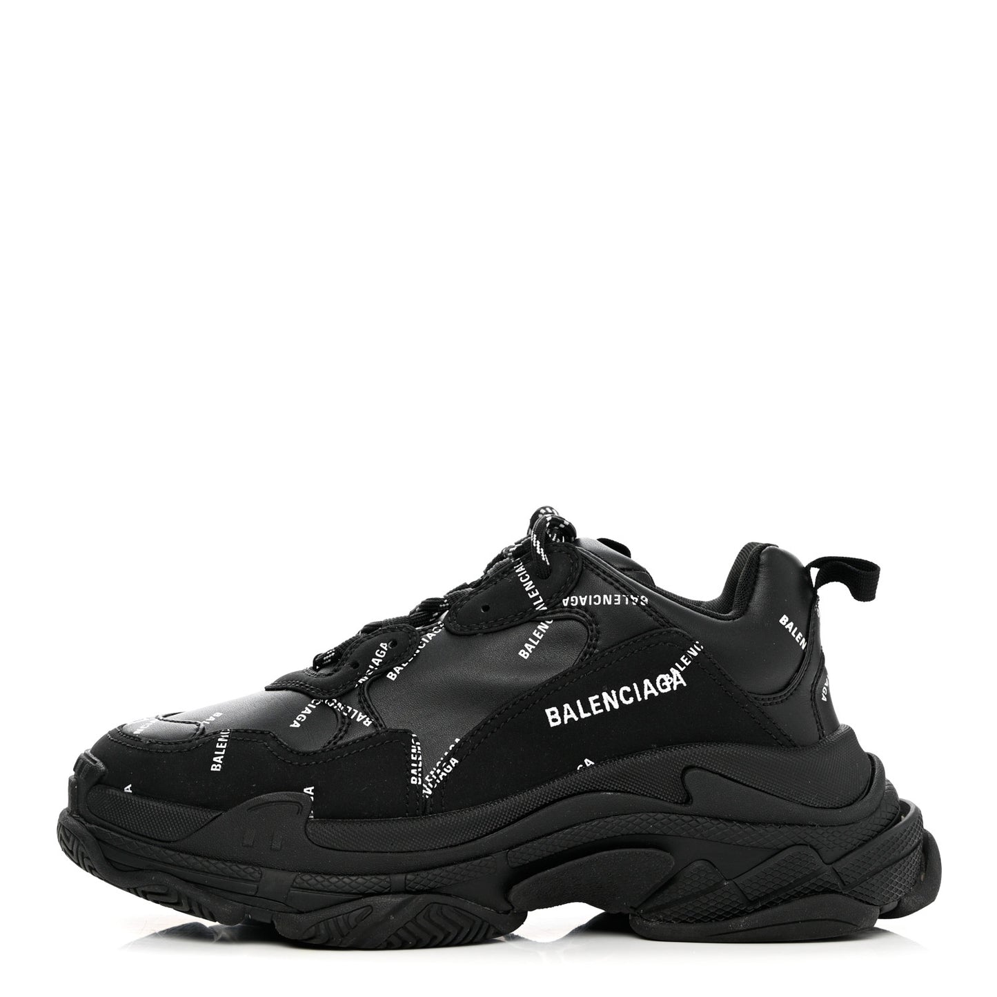 Technical Fabric Allover Logo Mens Triple S Sneakers 41 Black White