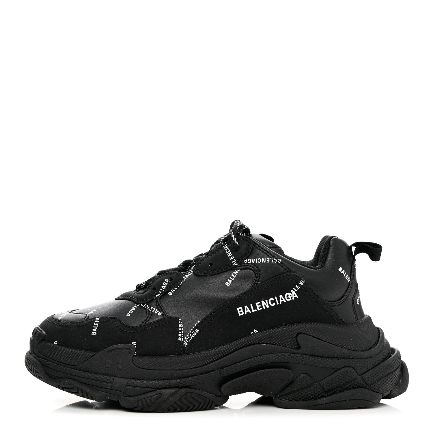 Balenciaga Technical Fabric Allover Logo Mens Triple S Sneakers 41 Black White 1 of 14