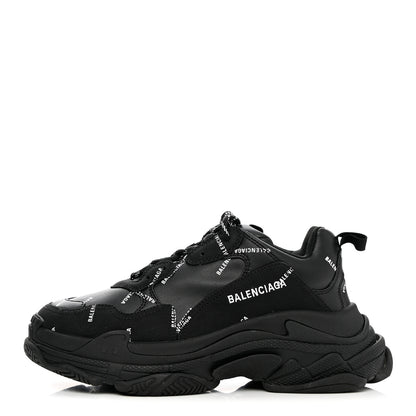 Balenciaga Technical Fabric Allover Logo Mens Triple S Sneakers 41 Black White 1 of 14