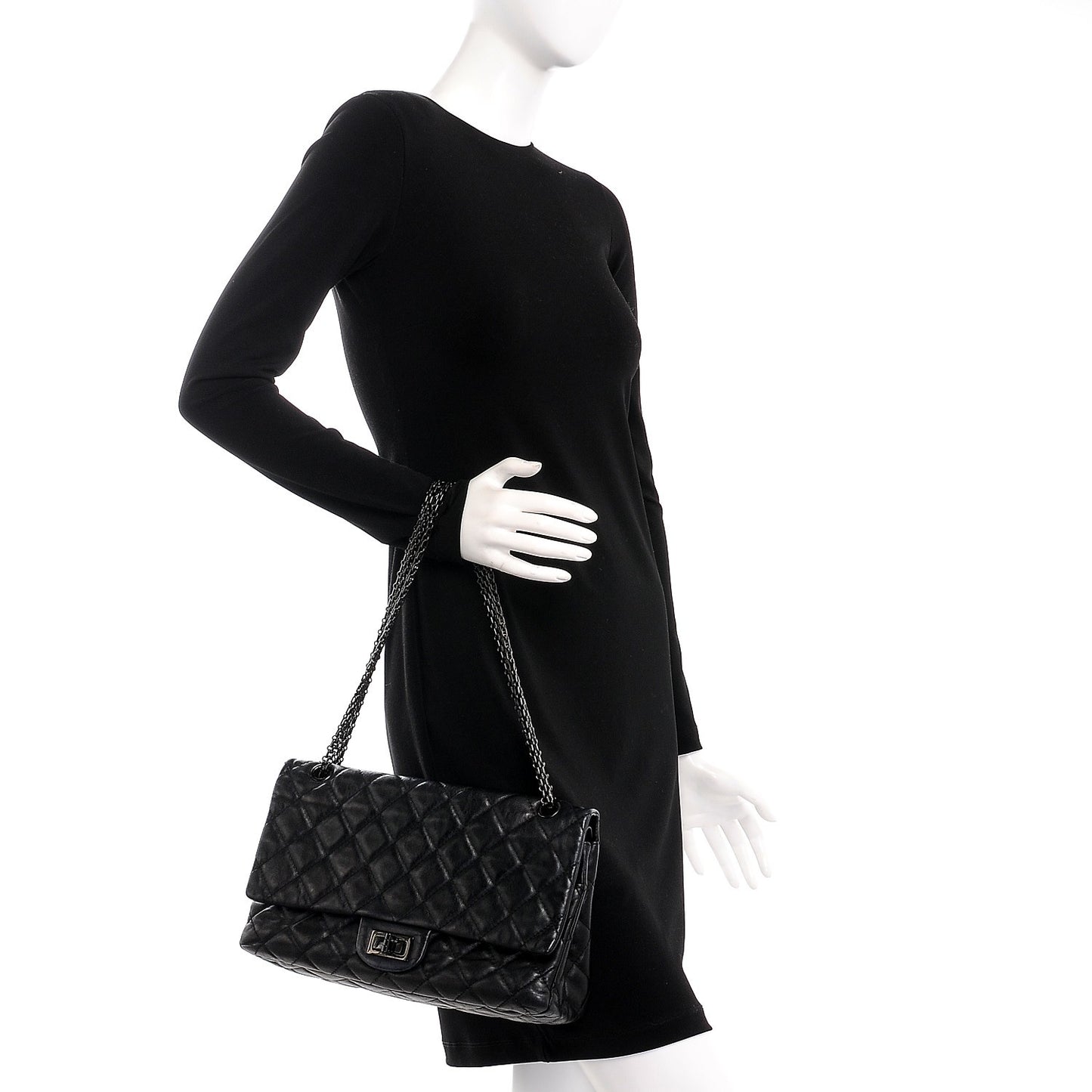 Glazed Calfskin Quilted 2.55 Reissue 227 Flap So Black